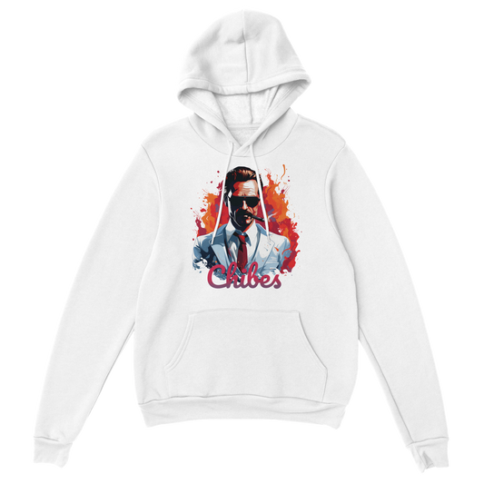 'Miami Vice' Chibes Premium White Hoodie - for men and women.